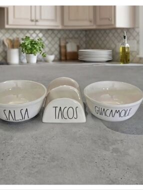 Rae Dunn Taco Holder and Bowls Set